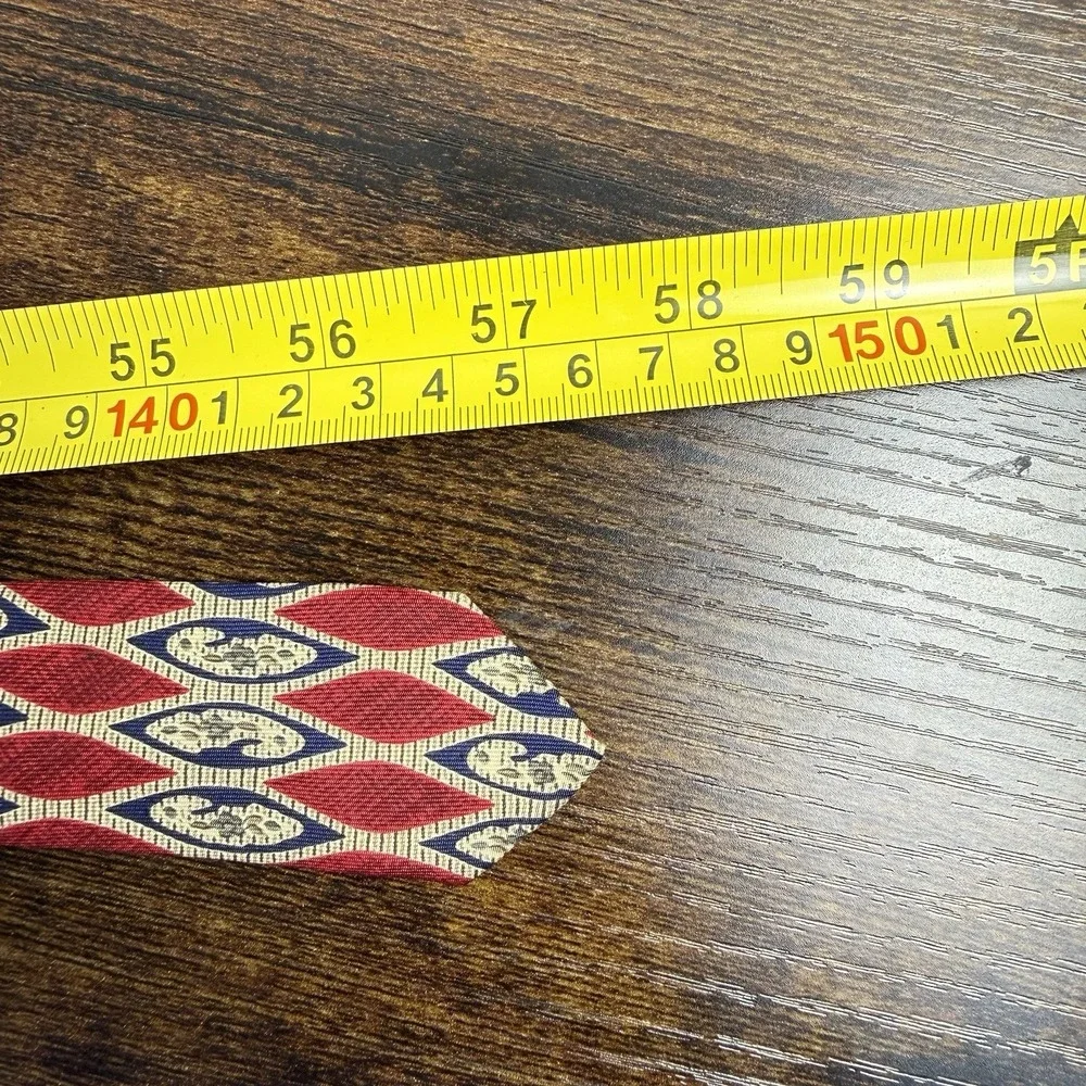 Vintage 1990s Neck Tie Roundtree &‎ York Silk Hand made USA Wide Geometric